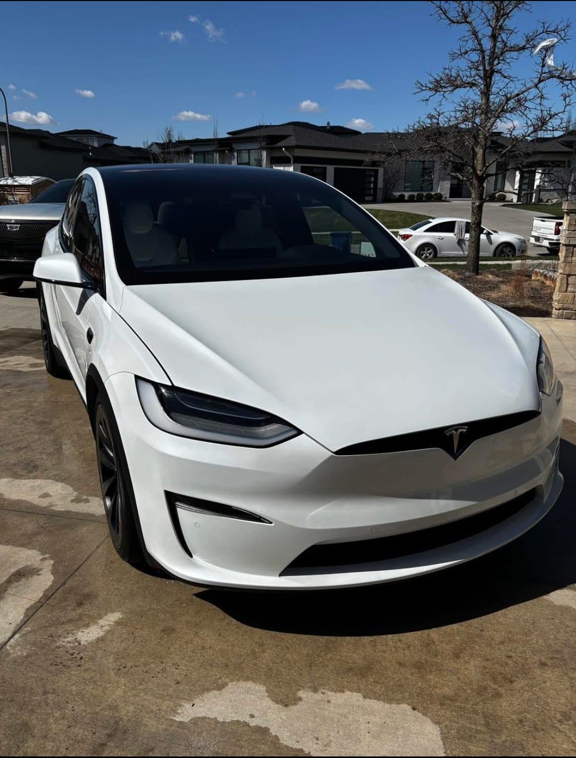 Pristine white Tesla Model X after full detail